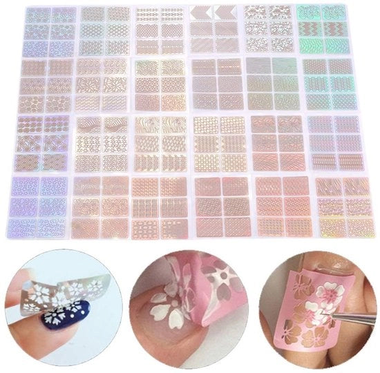 Stickers per unghie per l'arte del nail art 24 fogli - Decorazioni per unghie - Accessori per manicure - PVC - Ambientalmente compatibile - Decali per unghie