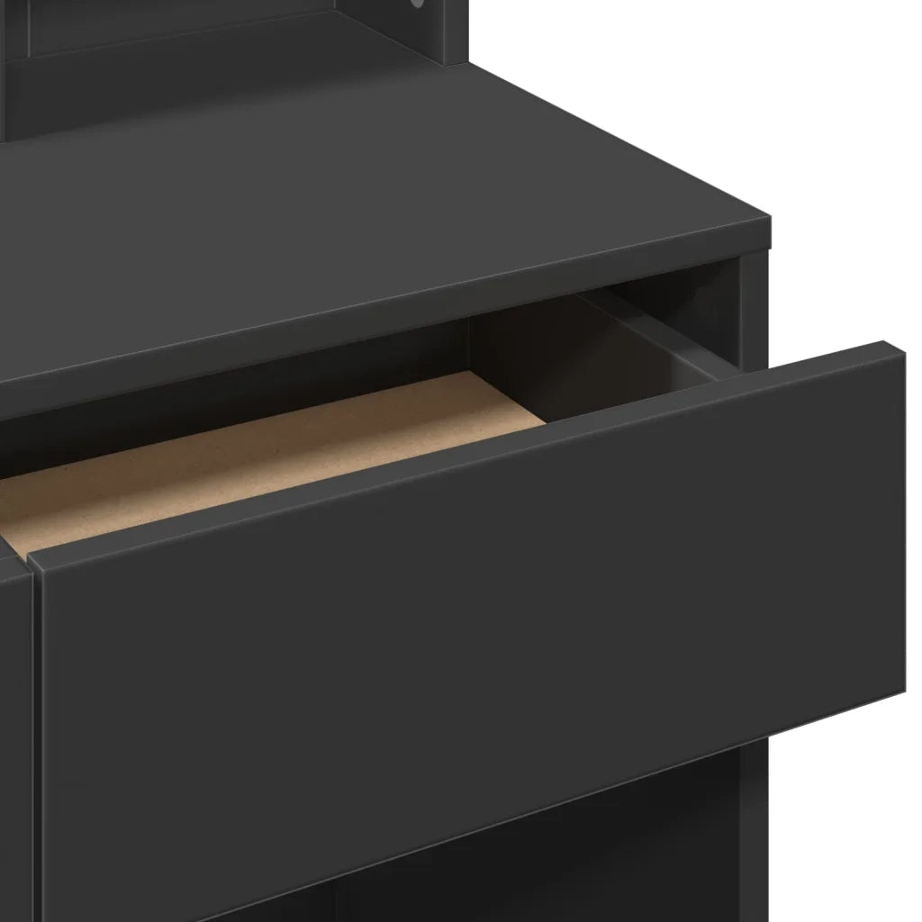 Toeletta con Specchio-Tavolo da Vanit¨¤ Nero 80x41x144,5 cm