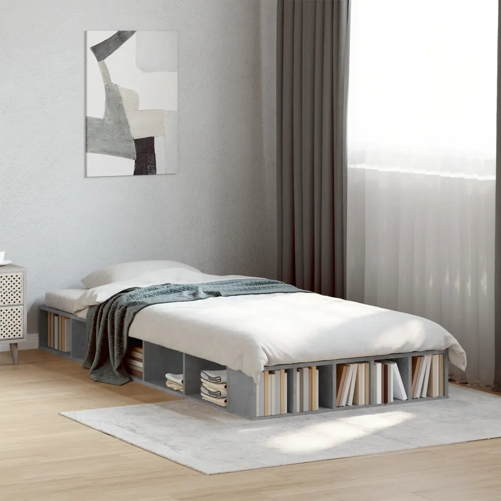 Giroletto-Struttura Letto Grigio Cemento 100x200 cm in Legno Multistrato 985372