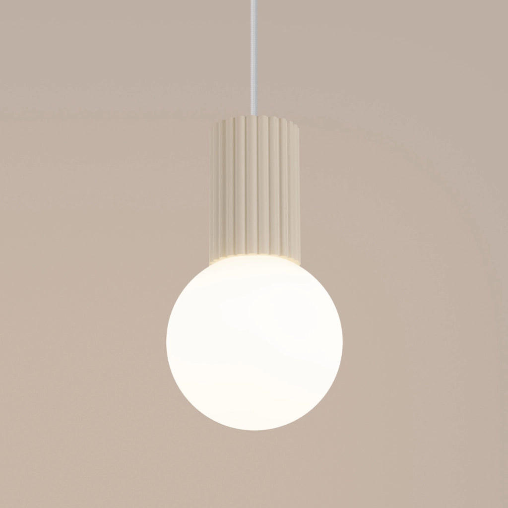 Lampada sospensione moderna beige sfera vetro bianco SFERA