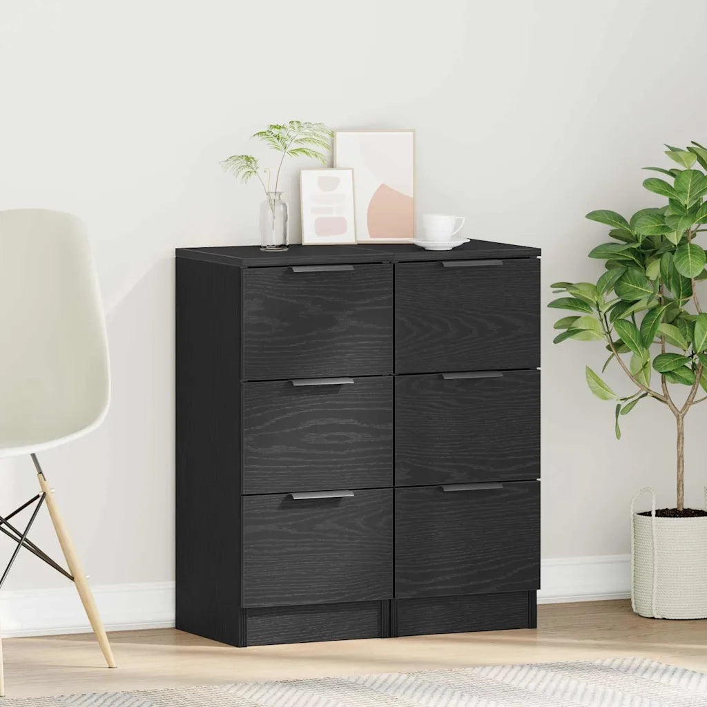 Credenza 2 pcs Rovere Nero 30 x 30 x 70 cm Legno multistrato 862775