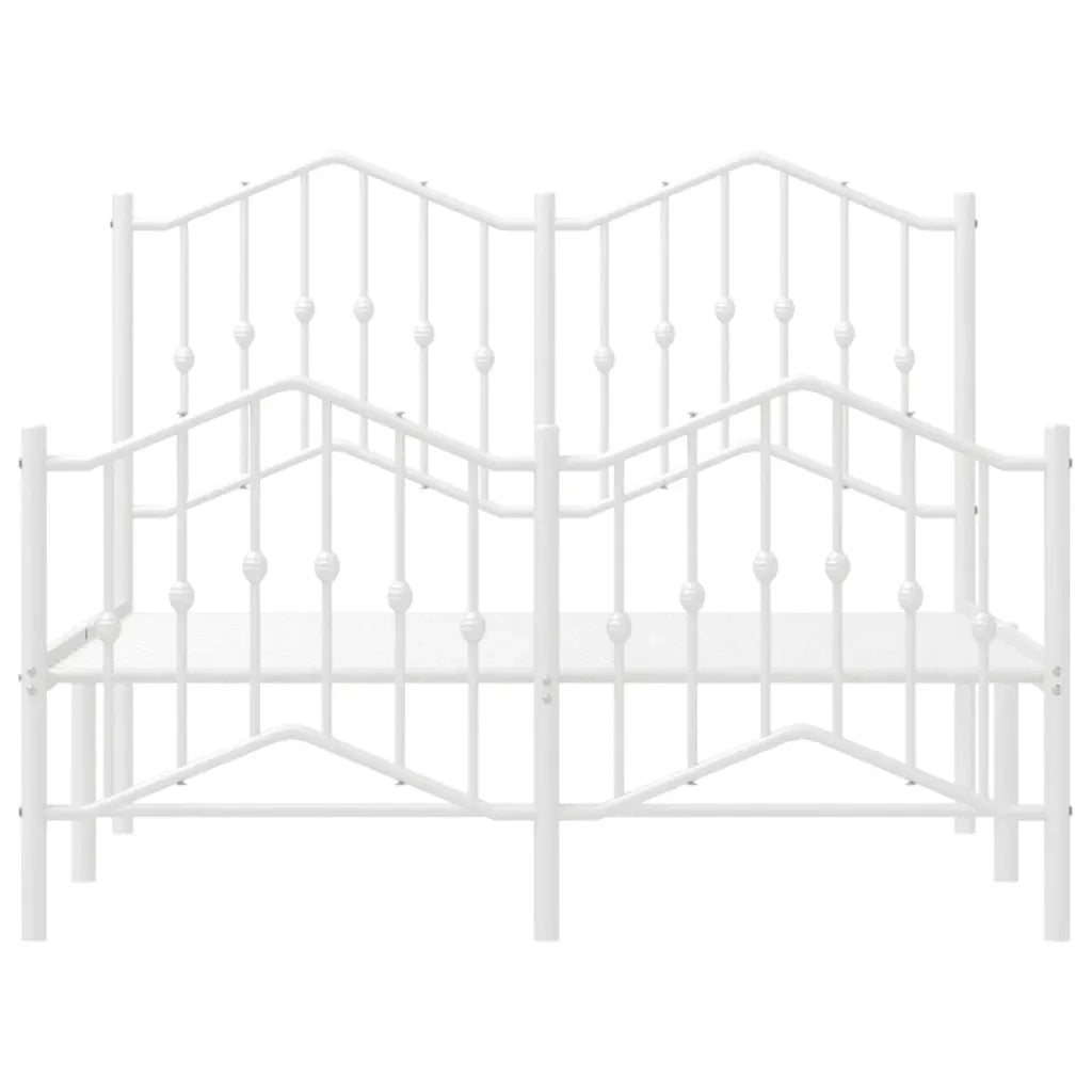 Giroletto con Testiera e Pediera Metallo Bianco 120x190 cm 373853