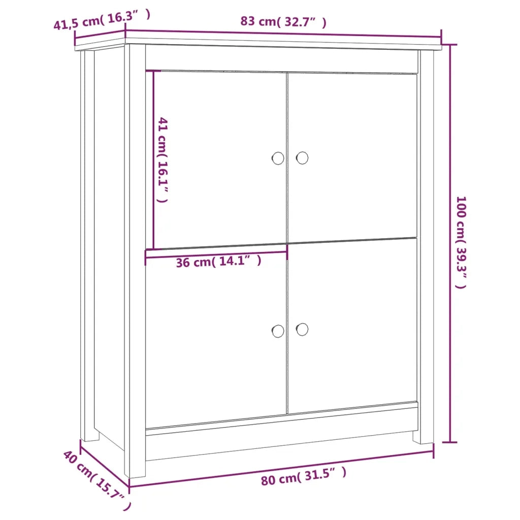 Credenza-Buffet-Armadio da cucina Grigia 83x41,5x100 cm in Legno Massello di Pino 923056
