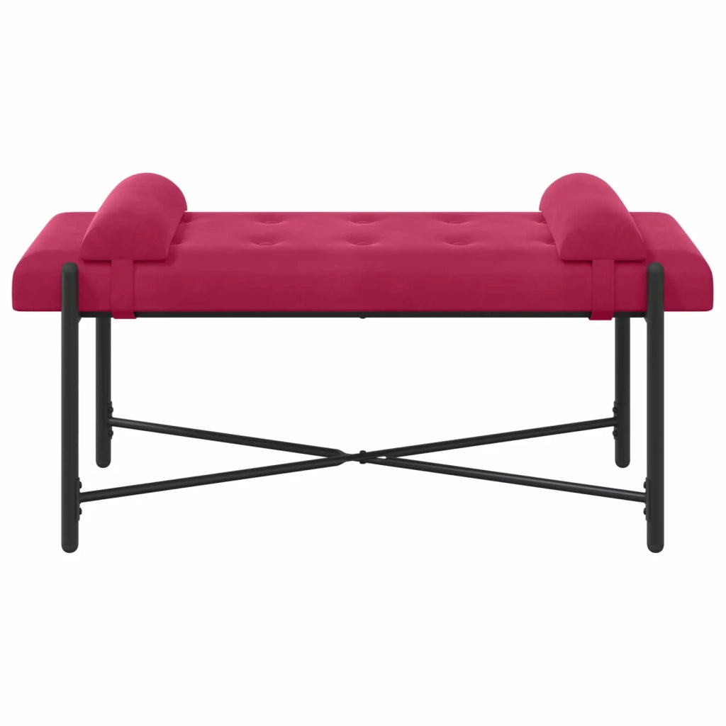 Panchina con bottoni e cuscini Rosso Vino 110 x 40 x 46 cm 42038390