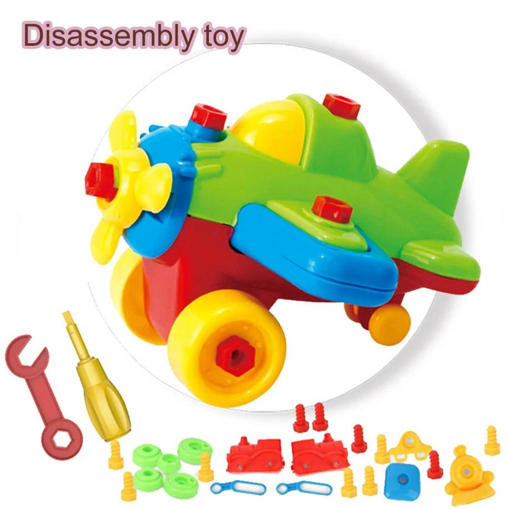 Trade Shop - Aeroplano Giocattolo Educativo Per Bambini Smonta E Rimonta Con Set N.2 Attrezzi -
