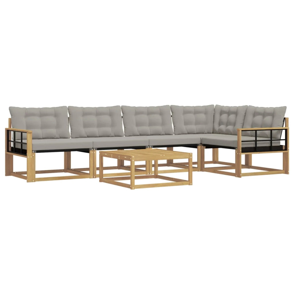 Set di divani da esterno 6 pz Bianco e Grigio Chiaro 3388713