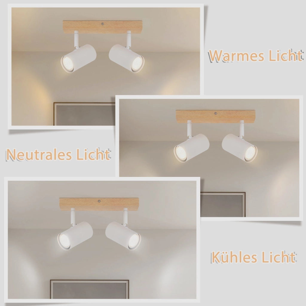ZMH Faretto da soffitto 2 Fiamme GU10 Moderno Lampada da Soffitto Orientabile 330° Bianco per Soggiorno Senza Lampadine
