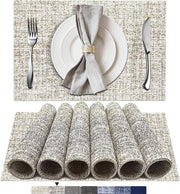 Set di tappeti di vinile in tessuto, con 6 pezzi, anti-slip, resistente al calore, lavabile (grigio scuro)