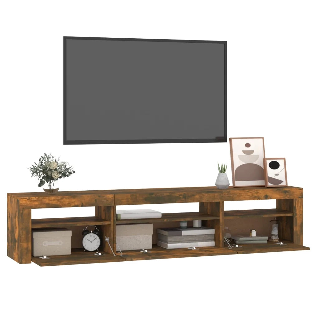 Mobile Porta TV con Luci LED Rovere Fumo 195x35x40 cm 3152743
