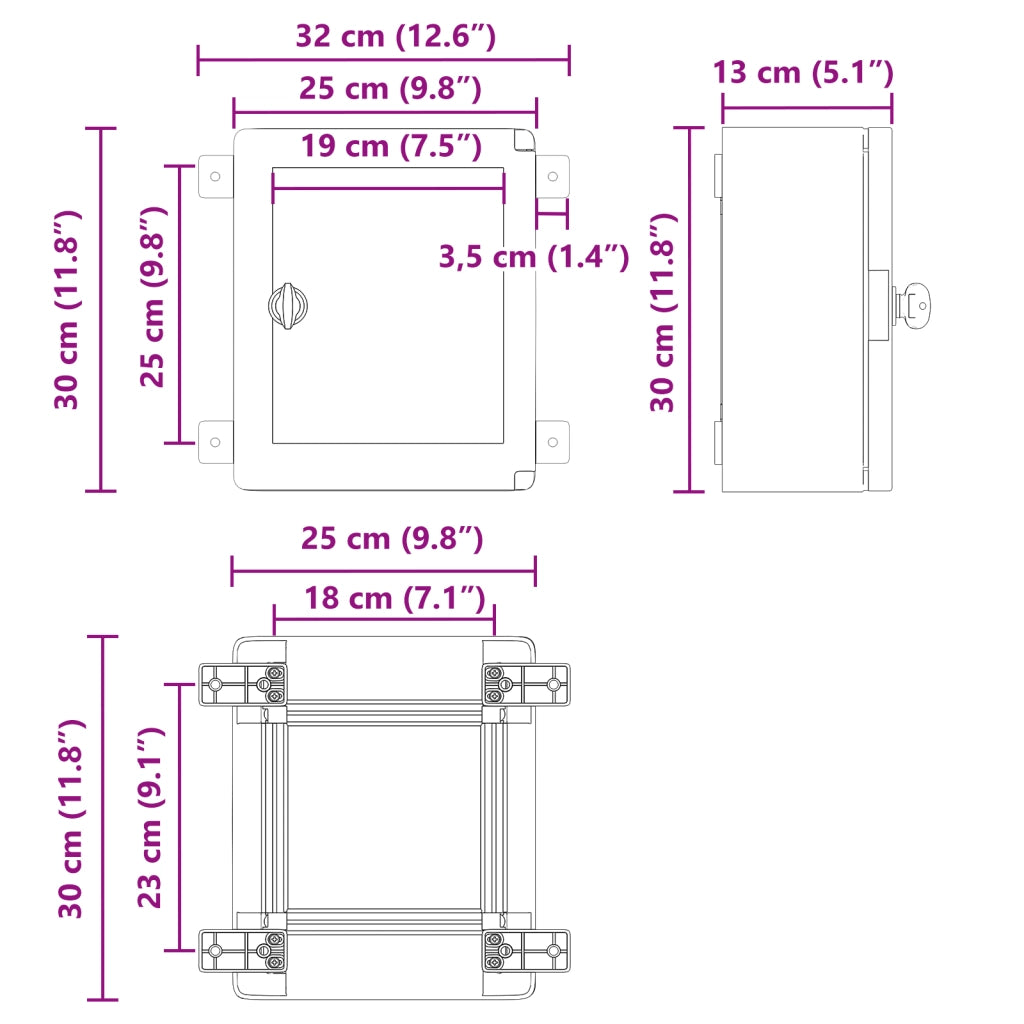 Armadio di Controllo Impermeabile IP65 Grigio 25x13x30 cm in Plastica ABS