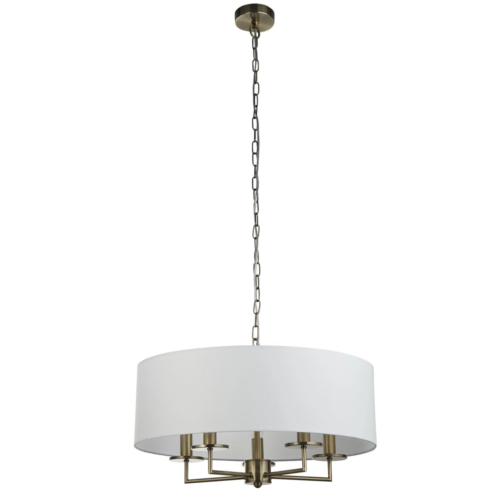 Lampadario Contemporaneo Knightsbridge Acciaio Ottone 5 Luci E14