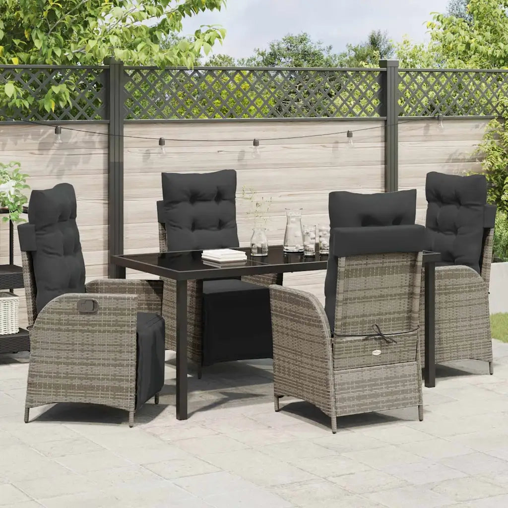 Set da Pranzo per Giardino con cuscino 5 pcs Grigio polyrattan 3380550