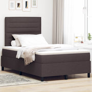 Letto Box Spring con Materasso & LED Marrone Scuro 120x200 cm Tessuto