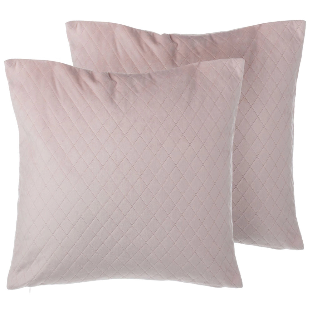 Set di 2 cuscini decorativi in velluto rosa trapuntato a rombi 45 x 45 cm Glamour