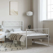 Giroletto con Testiera e Pediera Metallo Bianco 100x190 cm 372338