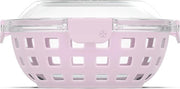 Lunchbox in vetro con coperchio siliconizzato e chiusura ermetica - contenitore a 5 coperchi in casimir rosa