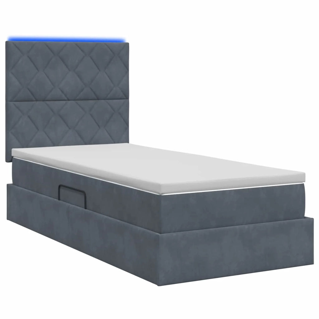Letto con contenitore LED e materasso Grigio Scuro 100 x 200 cm 3460171