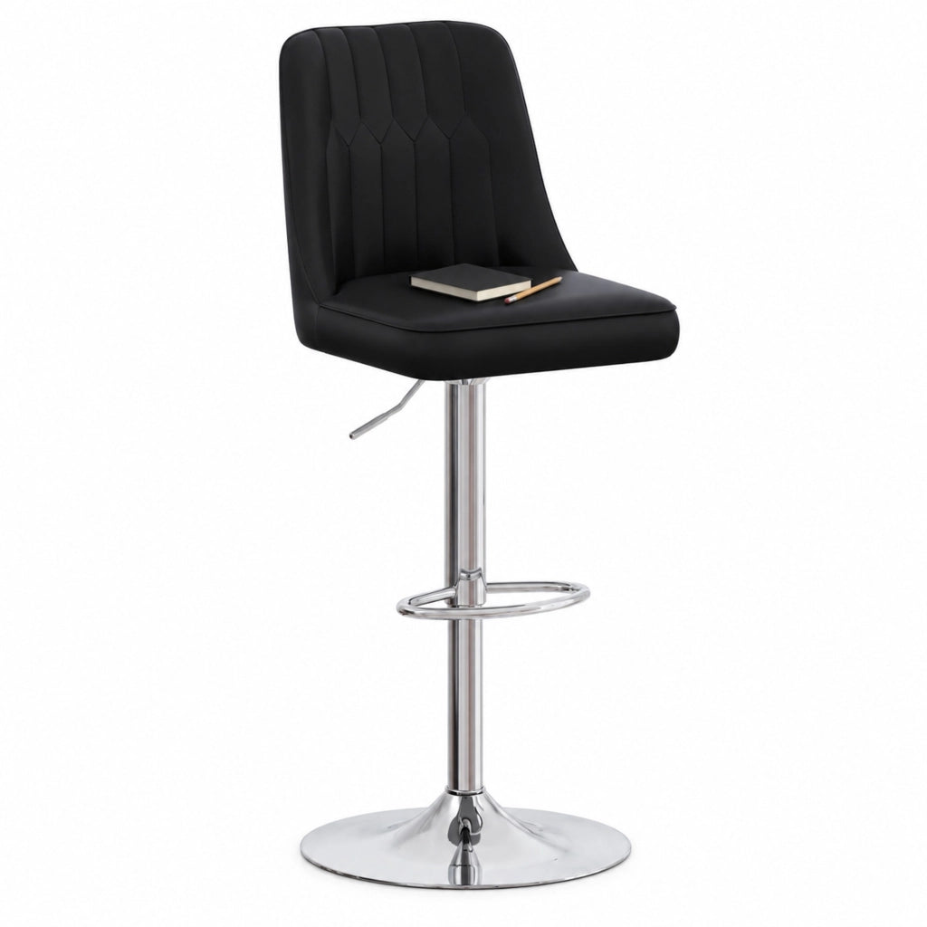 Set 2 sgabelli da bar regolabili nero argento 360° in similpelle per isola cucina