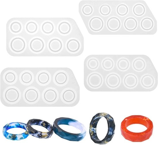 4 pezzi di forma a anello in silicone - forma a cera - forma a silicone - accessori per progetti di DIY - anelli - collane - orecchini - pendenti - decorazioni
