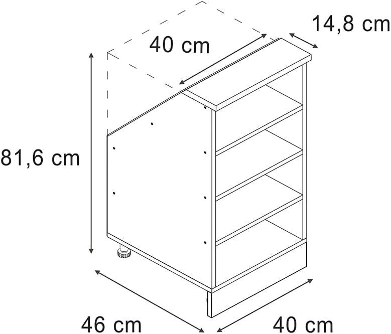 Mobile sottotetto Rion, Bianco, 40 x 81.6 cm con 4 scomparti