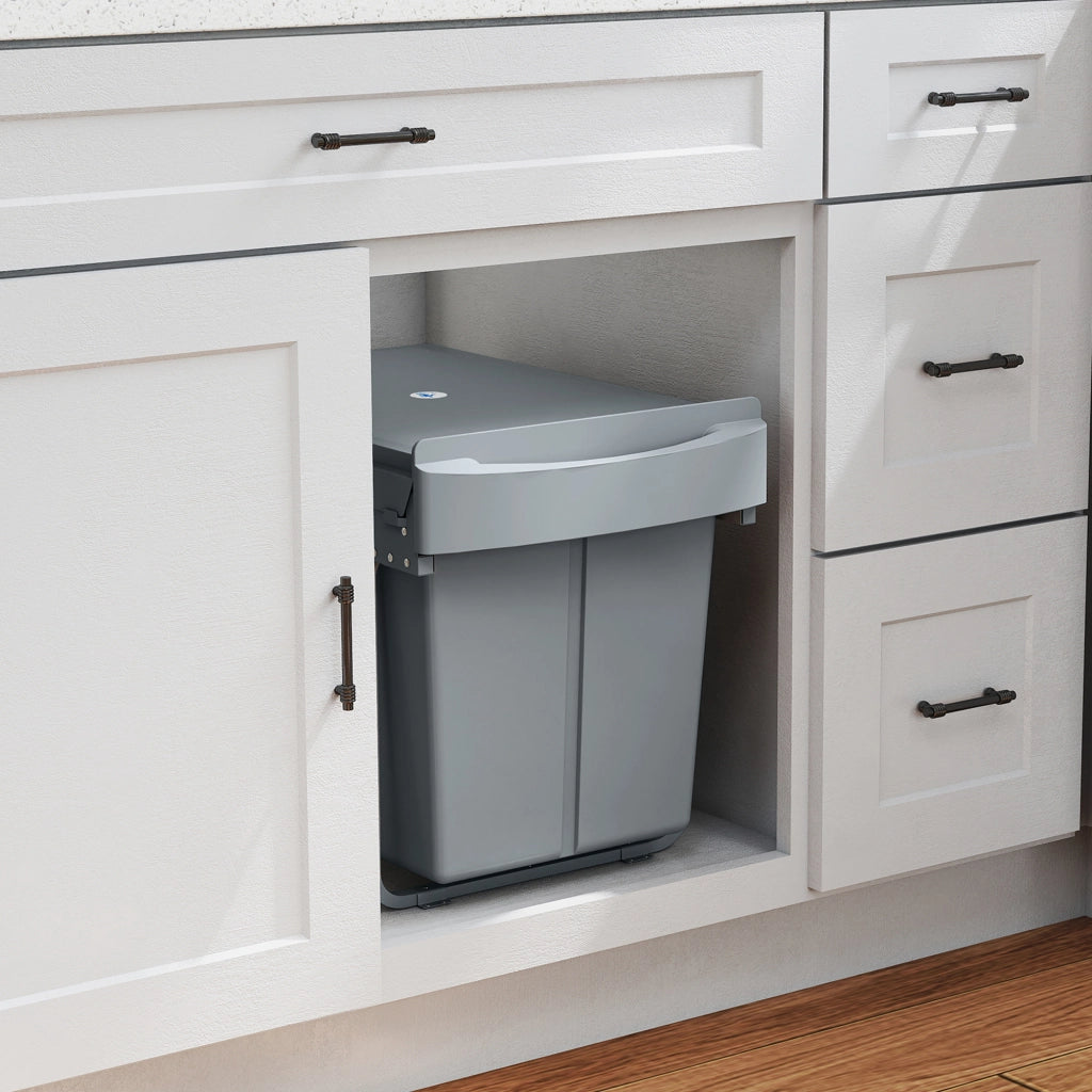 Bidone per rifiuti estraibile ¨C zephmum ¨C 2x20L plastica metallo grigio