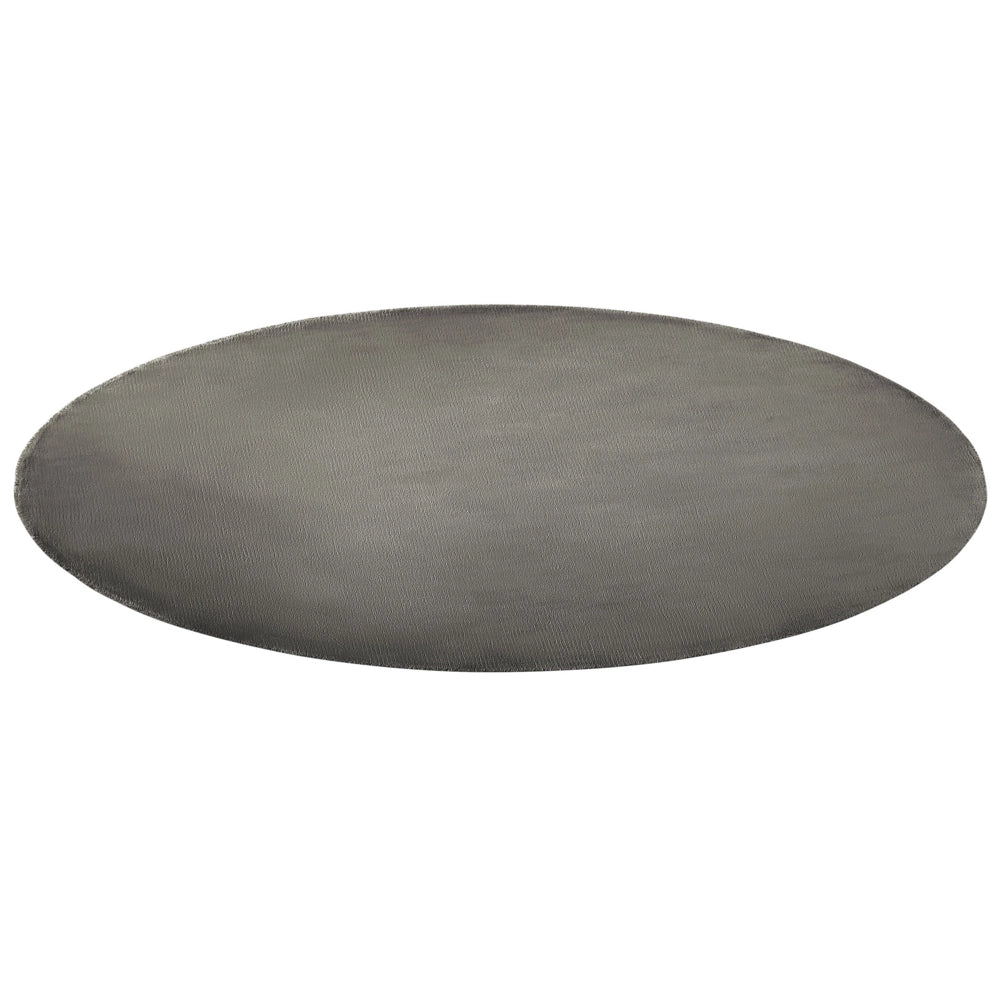 Tappeto Grigio Scuro Viscosa Rotondo 140 cm Trapuntato a Mano pelo corto Moderno