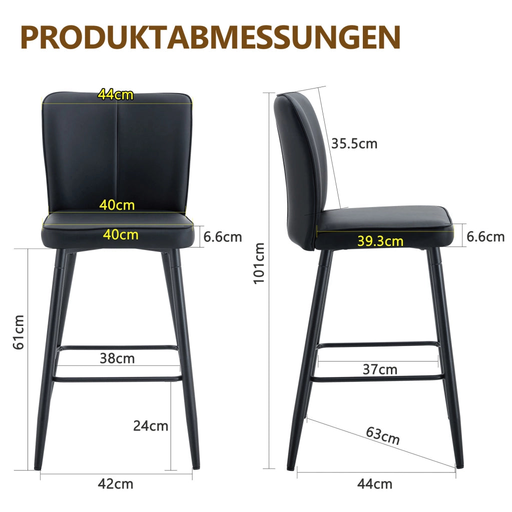 Sgabello da bar nero con schienale ergonomico in PU