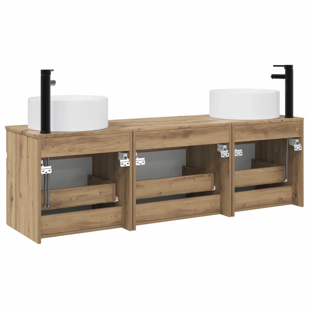 Set di Armadi da Bagno 3 pz Rovere Artigianale 3405786