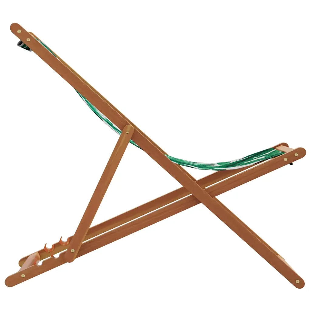 Sedia da Giardino | Sedia da Spiaggia Pieghevole Foglie Legno Eucalipto e Tessuto
