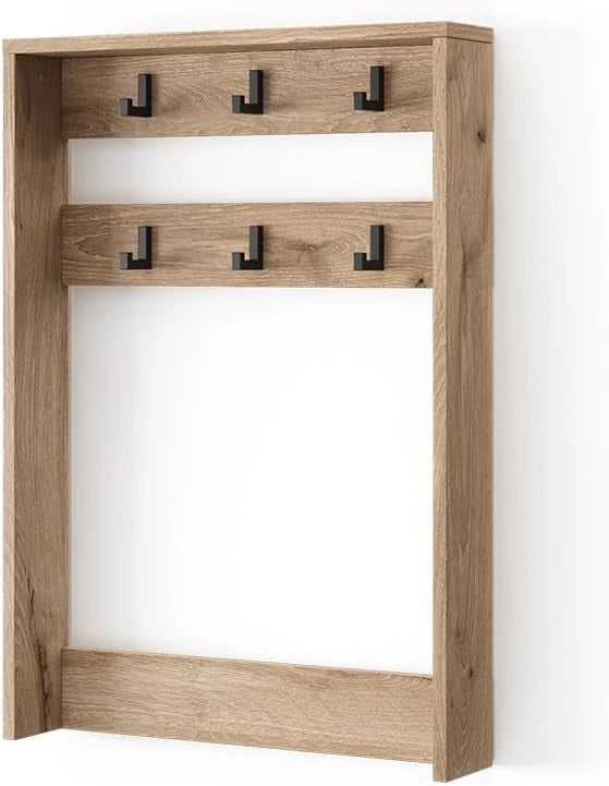 Appendiabiti da parete Eliza, Quercia vichinga, 60 x 85 cm, per montaggio a parete con barra appendiabiti per giacche e borse