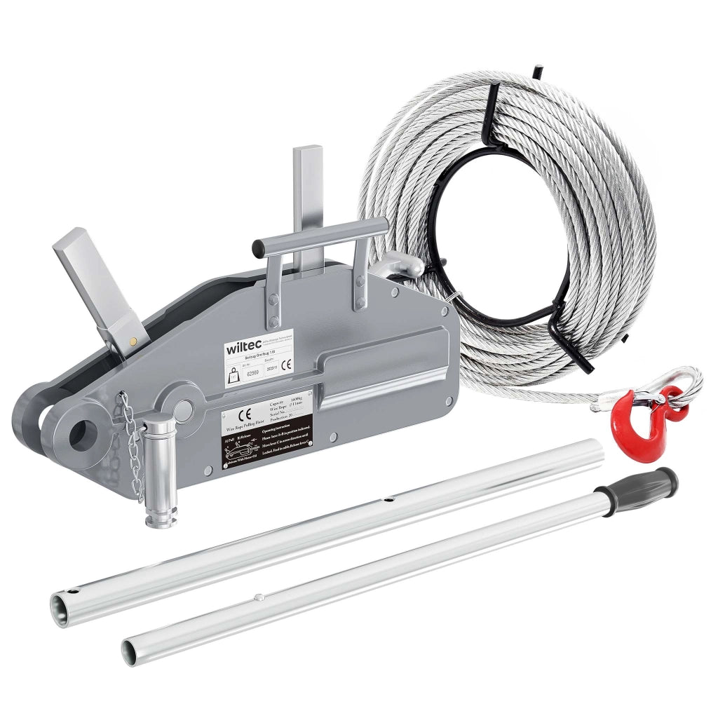 Paranco a fune max 1600kg fune 20m Ø11mm per sollevamento spostamento carichi
