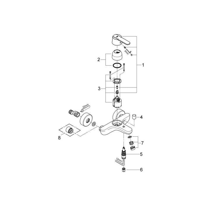 GROHE - Miscelatore monocomando vasca/doccia - a parete
