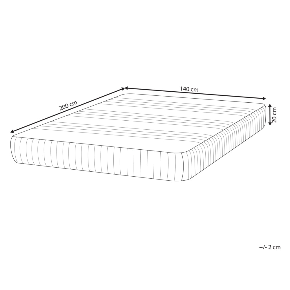 Materasso in schiuma di lattice duro e compatto sfoderabile Imbottitura 140 x 200 cm bianco camera da letto