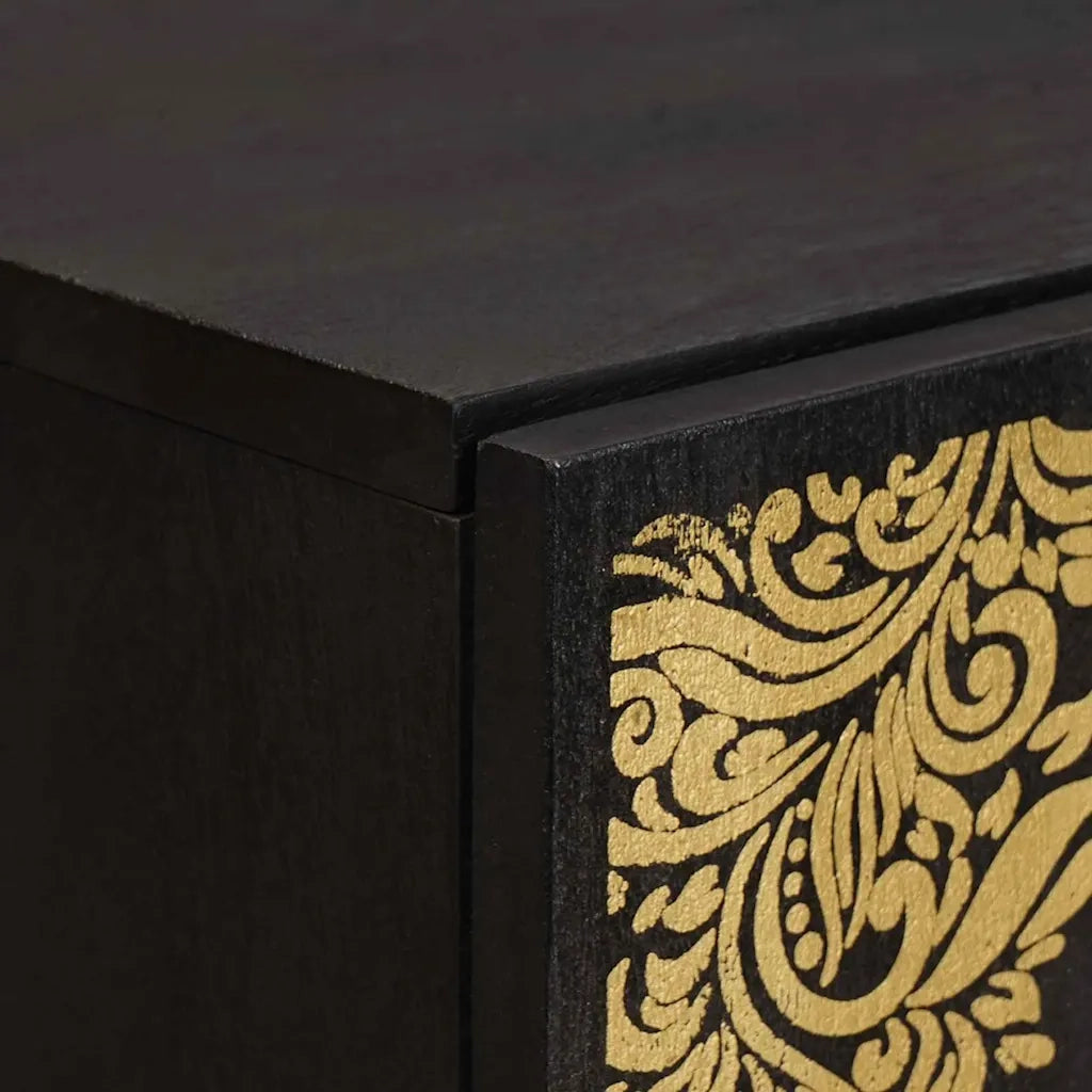Credenza Nero 40 x 33 x 110 cm Legno di mango massello