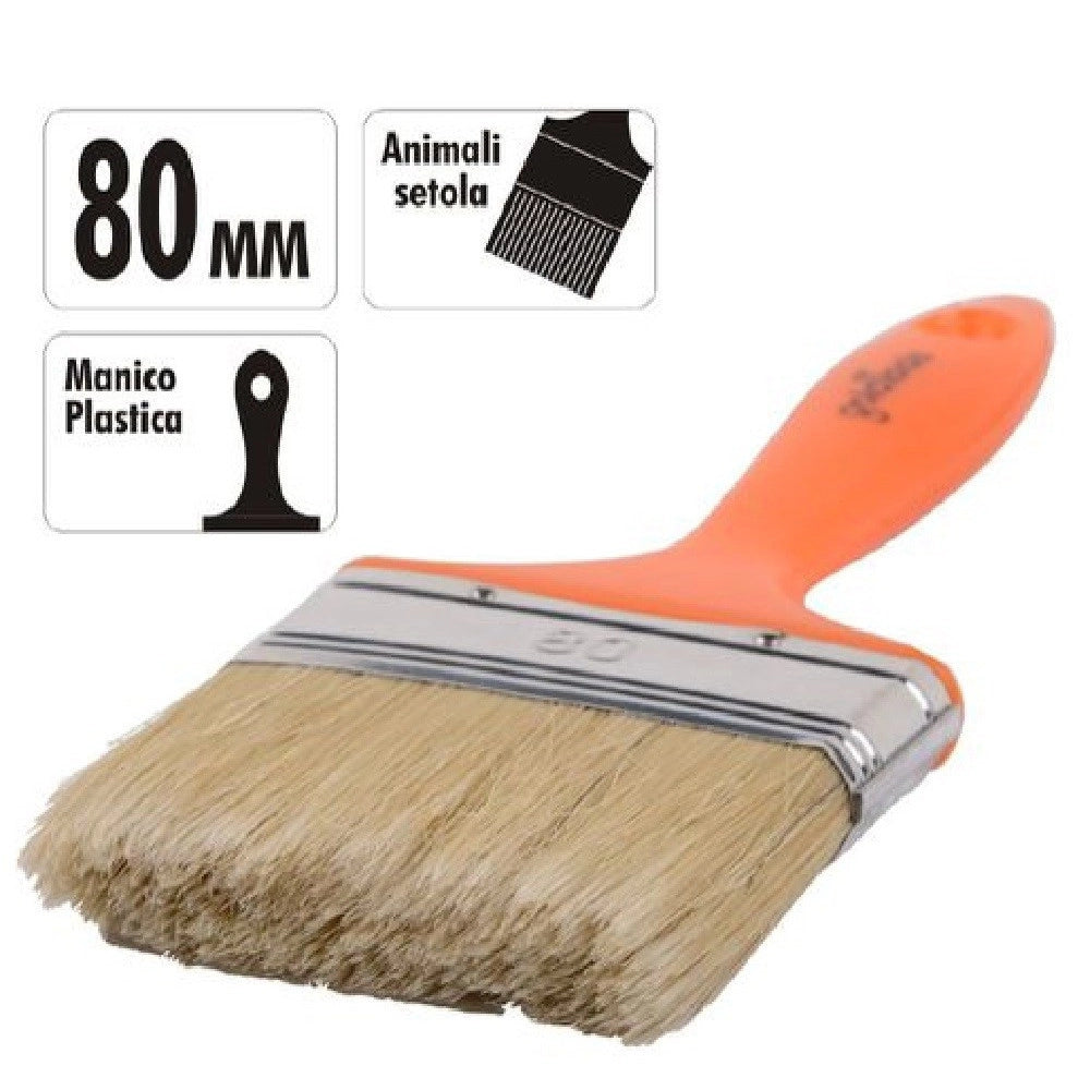 Trade Shop - Pennello 80 Mm Pennellessa Con Manico In Plastica Per Pittura Verniciare 90259 -