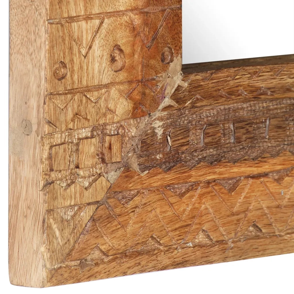 Specchio Intagliato a Mano 50x50x11 cm cm in Massello di Mango cod mxl 54691
