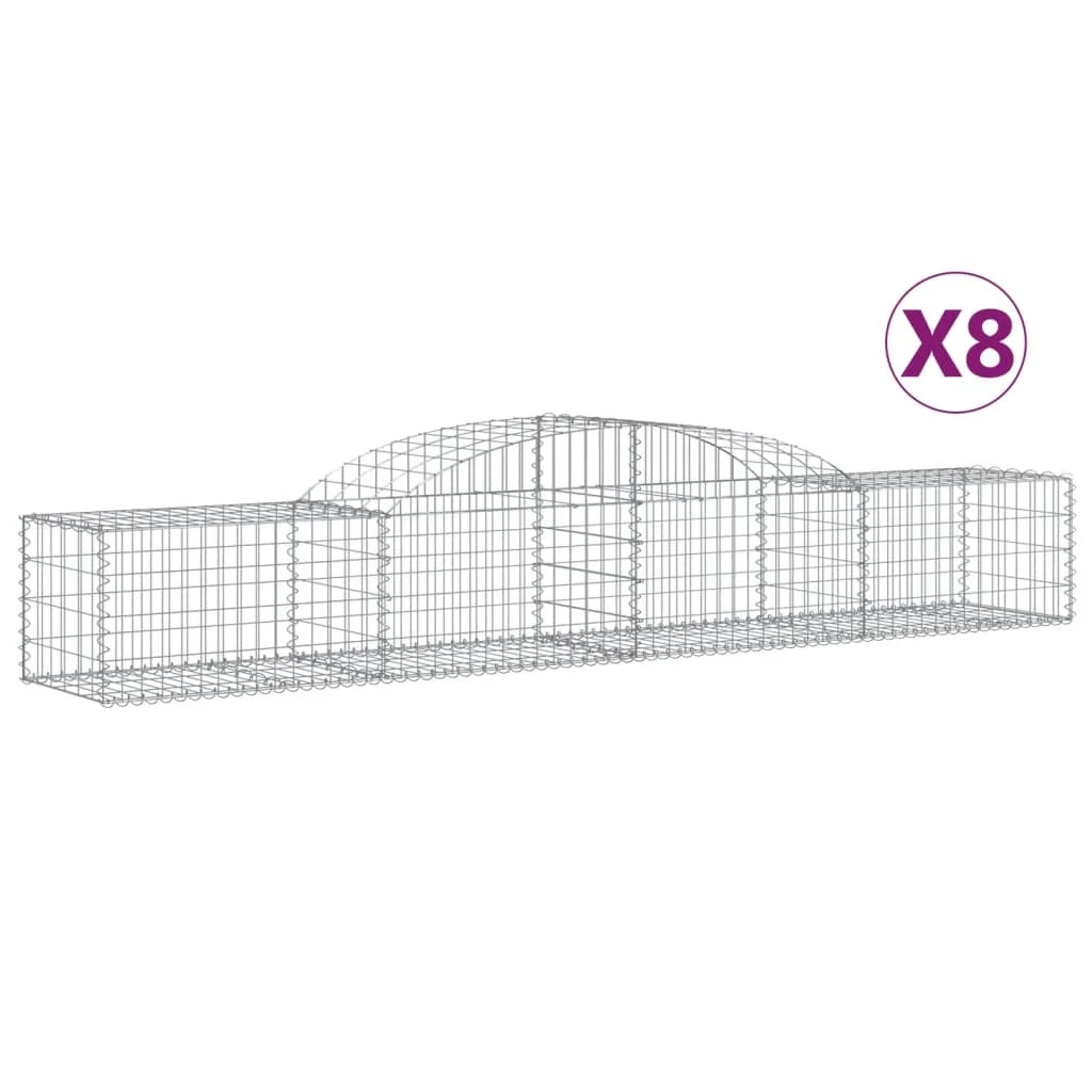 Set di 8 gabbioni ad arco per recinzione gabbia o muro di contenimento 300 x 50 x 40/60 cm ferro zincato argento 02_0041201