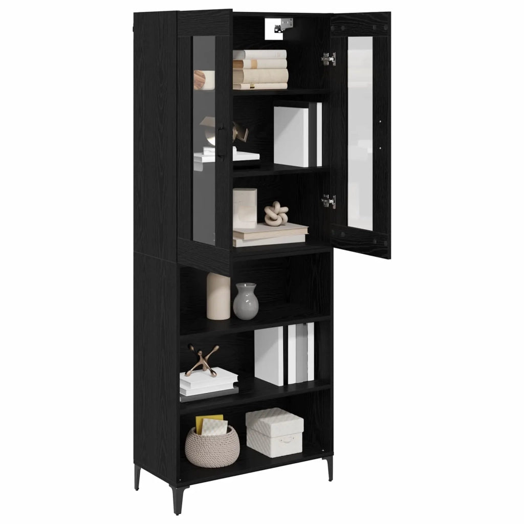 Credenza | Madia | Buffet da pranzo | Armadio da pranzo Rovere Nero 69,5 x 34 x 180 cm Legno multistrato