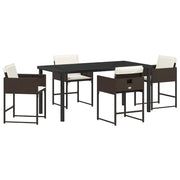 Set da Pranzo per Giardino con cuscino 5 pz | Set Salotto da Giardino Marrone polyrattan