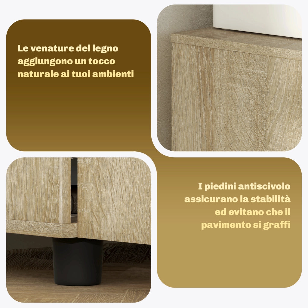 Armadietto da Ufficio Multiuso 2 Ante 80x40x80 cm con Serratura Rivestimento in Melamina Rovere