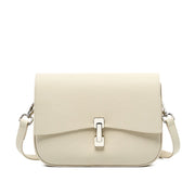 Borsa a tracolla quadrata da donna in vera pelle, modello a marsupio, colore bianco.