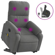 Poltrona | Sedia Relax a Rialzo Massaggi Reclinante Grigio Scuro Microfibra