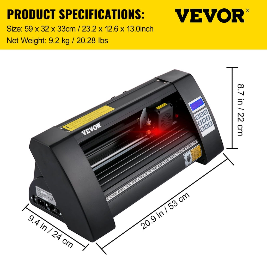 Plotter da Taglio Vinile 375 mm KH-375A 95W con Luce Guida a LED e Software Signmaster per Fai da Te e Insegne