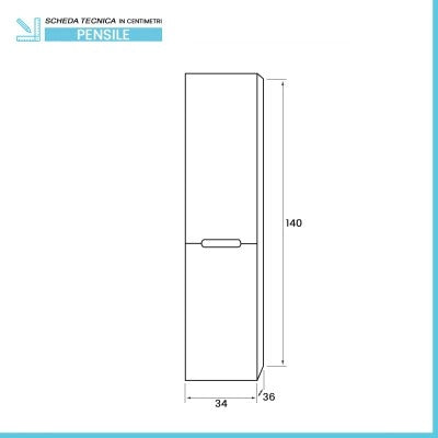 Pensile bagno sospeso bianco lucido con ante soft-close H 140  Eva
