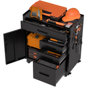 ARMADIO PORTAATTREZZI MOBILE 87,3x75x42 cm Metallo Nero 4 cassetti scomparto chiudibile