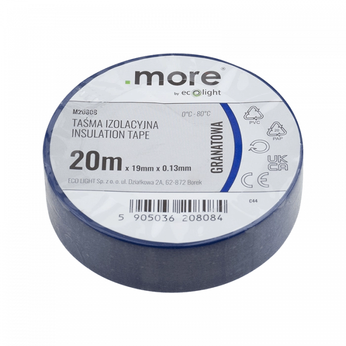 Nastro isolante 19mm x 0,13mm 20m blu navy Ecolight