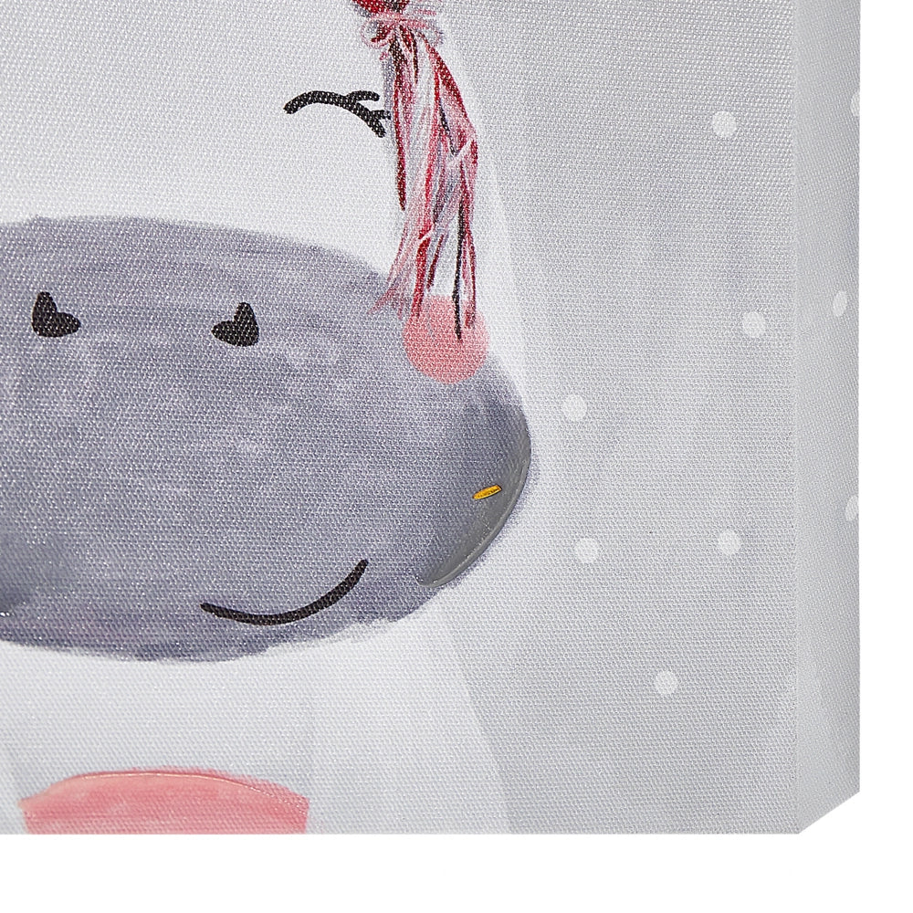 Set di 3 stampe artistiche su tela in poliestere grigio e rosa 30 x 30 cm ganci di montaggio per la cameretta dei bambini