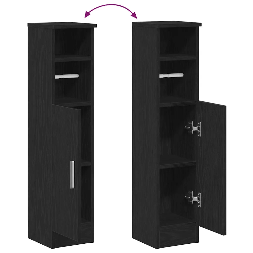 vidaXL Mobile da Bagno con Portarotolo Nero 20,5x22x90 cm