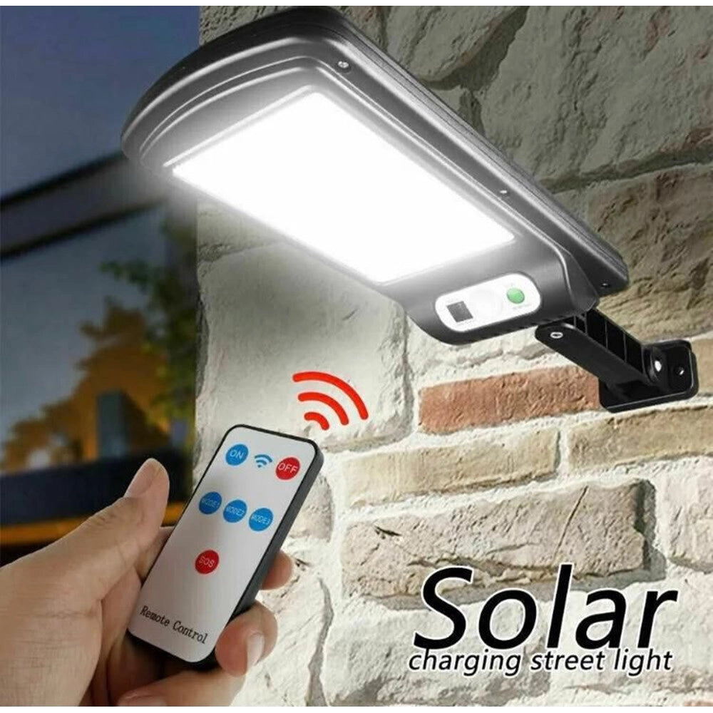 Trade Shop - Faro Lampione Stradale Pannello Solare Fotovoltaico Sensore 6 Led Cob Con Telecomando -