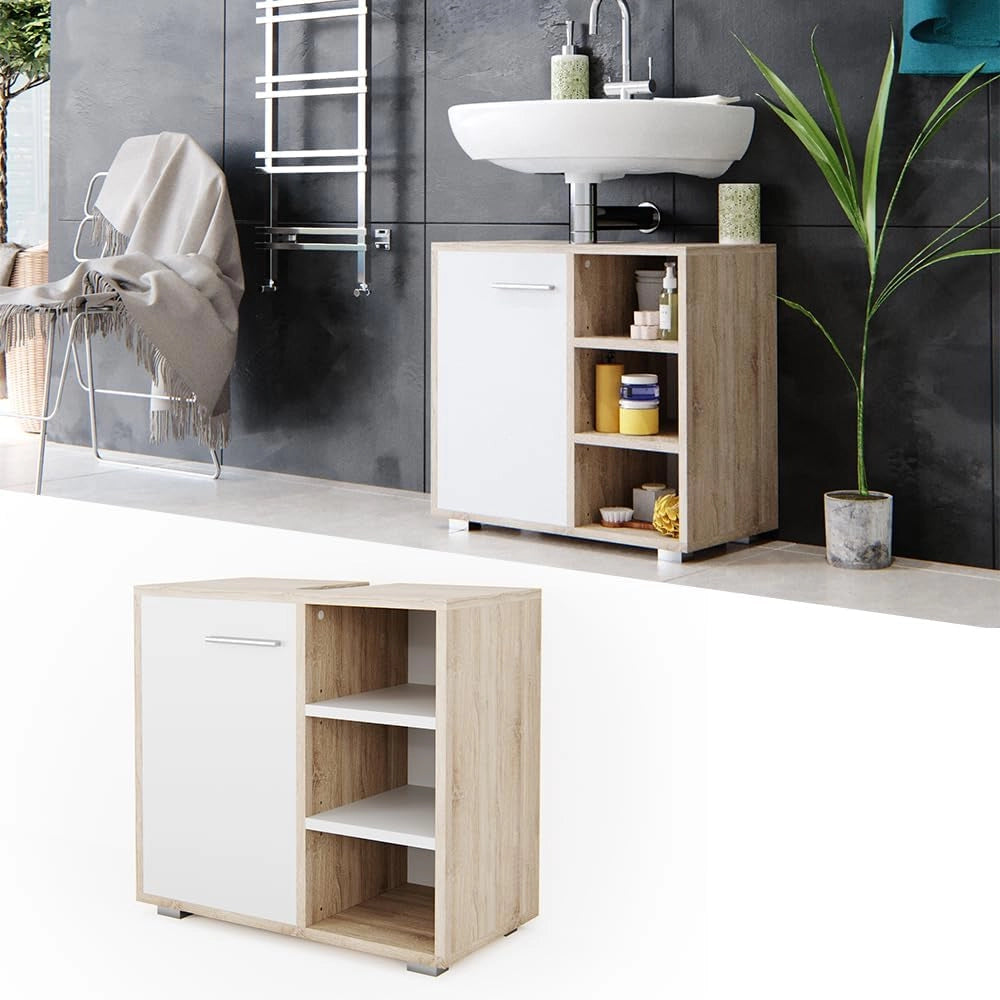 Mobile sottolavabo per bagno Perry, Sonoma, 60 x 55.6 cm, utilizzabile con ritaglio per sifone e spazio di stoccaggio aperto